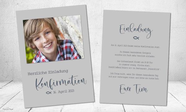 Einladungskarten Konfirmation Junge Mit Foto