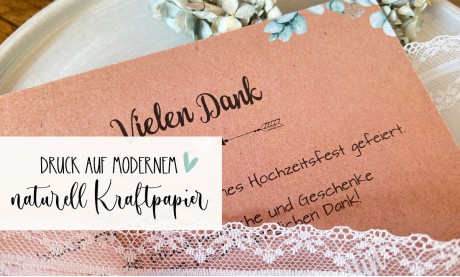 Dankeskarten Kraftpapier zur Hochzeit Eukalyptusring Gold