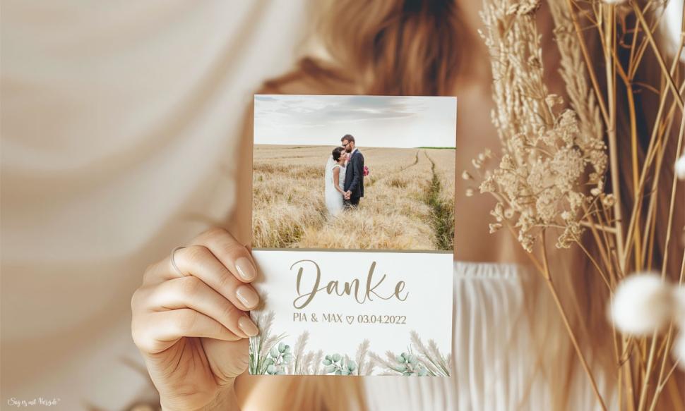 Dankeskarte Hochzeit Boho Postkarte