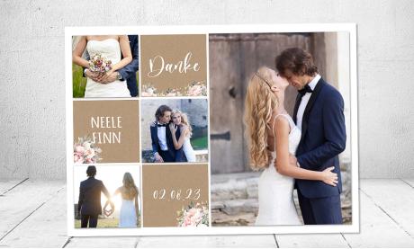 Dankeskarte Hochzeit Kraftpapier Collage