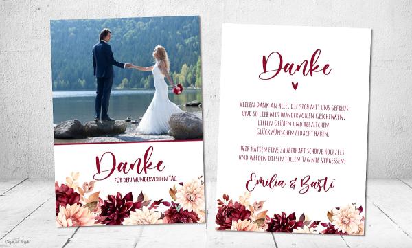 Dankeschön Karte Hochzeit rot