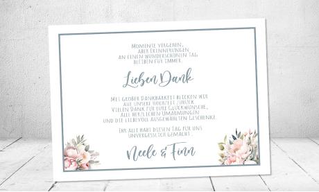 Dankeskarten Hochzeit Fotocollage taube