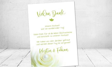 Dankeskarte Hochzeit grün weiß