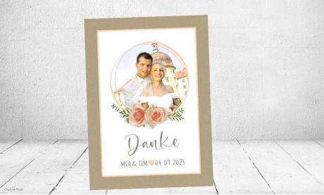 Dankeskarte Hochzeit Kraftpapier apricot