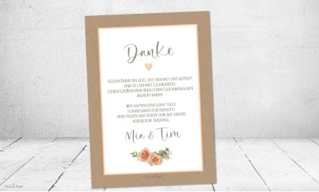 Dankeskarte Hochzeit Kraftpapier apricot