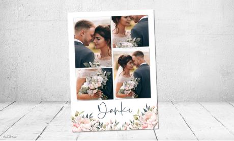 Danksagung Hochzeit Collage floral