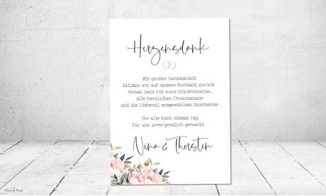 Danksagung Hochzeit Collage floral