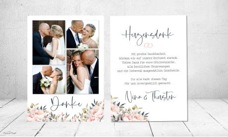 Danksagung Hochzeit Collage floral