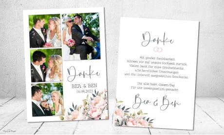 Danksagung Hochzeit Collage floral