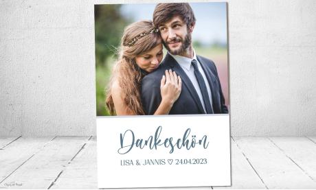 Dankeskarten Hochzeit blau weiß