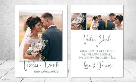 Danksagung Hochzeit Postkarte grün