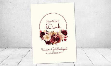 Danksagung Goldene Hochzeit creme rot