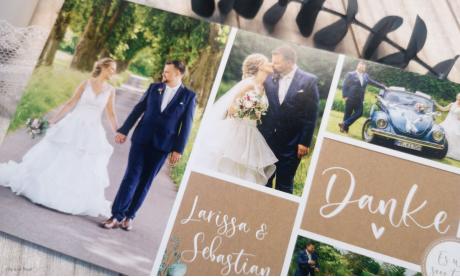 Dankeskarte zur Hochzeit mit vielen Fotos