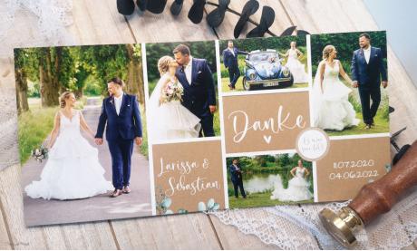 Dankeskarte zur Hochzeit mit vielen Fotos