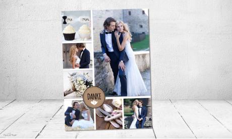 Dankeskarten Hochzeit viele Bilder Collage