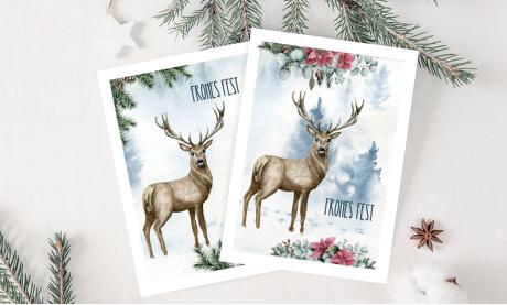 Individuelle Weihnachtskarten für Firmen mit Logo, Vintage Aquarell