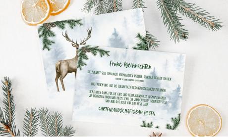 Individuelle Weihnachtskarten für Firmen mit Logo, Vintage Aquarell