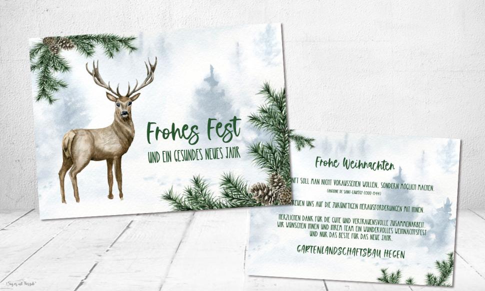 Individuelle Weihnachtskarten für Firmen mit Logo, Vintage Aquarell