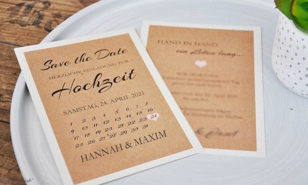 Save The Date Karte Hochzeit Vintage Kraftpapier