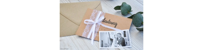 Hochzeitseinladung Kraftpapier Spitze Mit Foto