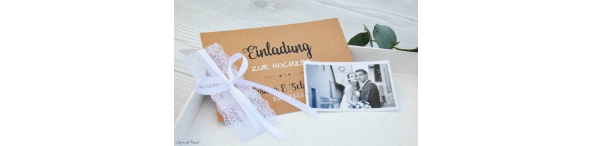 Hochzeitseinladung Kraftpapier Spitze Mit Foto