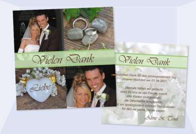 Danksagungskarte, Karte Hochzeit "4You", grün